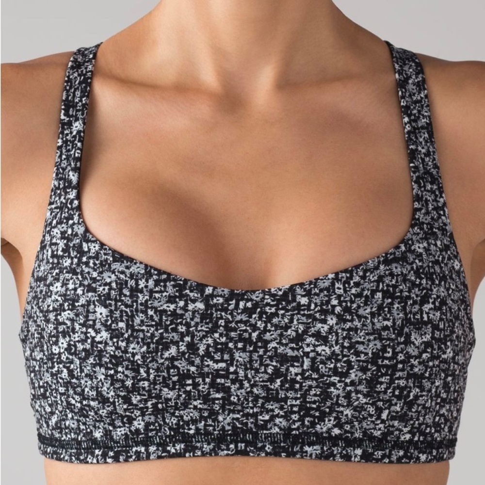 Lululemon‎ Free To Be Bra - black white speckled